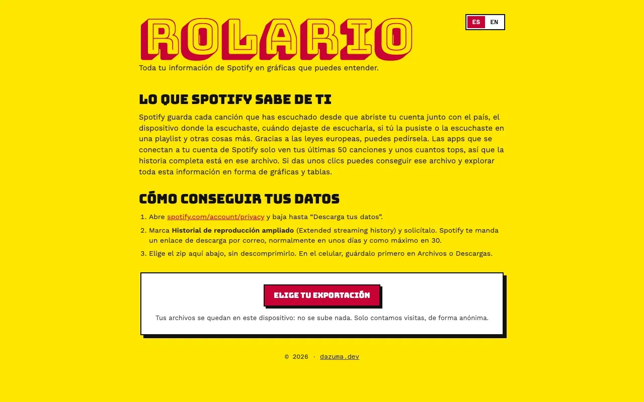 The front page of rolario.dazuma.dev